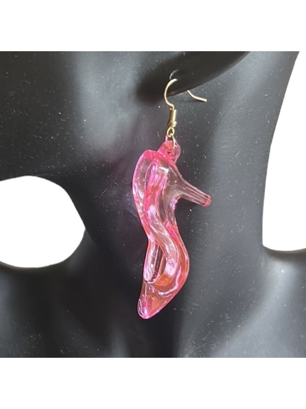 Pink High Heel Dangle Acrylic Pierced Earrings